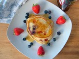 Patriotic Buttermilk Pancakes with Blueberries and Strawberries