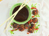 Asian Meatballs with Chocolate Satay Sauce #Choctoberfest