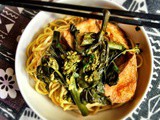 Chinese broccolini (Kai Lan) with fried tofu and noodle, and some photos of Bangkok