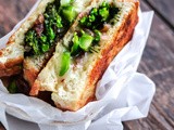 Grilled Cheese Sandwiches with Broccolini, Sautéed Red Onions, & Red Pepper Flakes