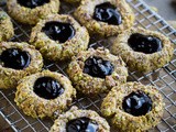 Pistachio Thumbprint Cookies with Black Currant Jam