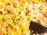 Low Carb Cheesy Beef and Broccoli Rice Skillet