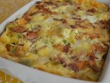 Gratin of Eggs, Leeks, Bacon, and St. Andre Cheese