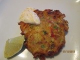 Garden Fritters . . . zucchini, onion & red pepper w/ lime-chili mayo