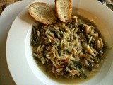 Garden Kale goes into summer soup pot — Kale, Chicken & Orzo Soup
