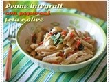 #14 stagioniAMO coi peperoni…  Penne integrali con peperoni, feta e olive – Whole wheat pasta with sweet peppers, feta and olives