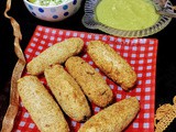 Mixed vegetable & dry fruit fingers with raw mango- green chilli dip