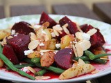 Sweet and chilli Beetroot, masala potatoes, toasted almonds, green beans and goats cheese salad