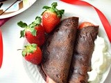 Eggless Chocolate Crepes with Strawberries   | Classic French Eggless Crepes