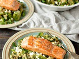Quinoa, Lentil, Kale And Feta Salad With Salmon