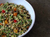 Summer quinoa salad with zucchini, eggplant, green beans + tomatoes