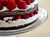 Chocolate Cake with Raspberries and Brown Sugar Creamcheese Frosting