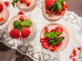 Quick Greek Yogurt Pots with Raspberries and Pomegranate [low fat, reduced sugar, diabetic friendly]