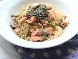 Lazy Weekend Meal; Salmon Miso Cream Pasta