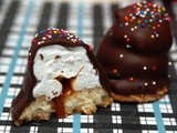 Caramel marshmallow toffee shortbread cookies dipped in dark chocolate