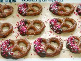 Chocolate dipped valentine pretzels