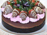 Triple Chocolate Cheesecake With Dipped Strawberries