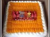 Red Velvet cake with full of Mandarin Orange