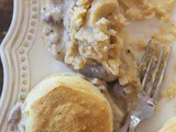 Spicy Mashed Potatoes With Sausage Gravy and Biscuits