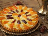 Oat tart with bechamel and apricot jam and dates recipe