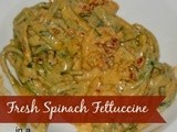 Spinach Fettuccine with Shrimp in a Sun Dried Tomato Sauce