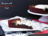 Brownie and Red Velvet Cookie Tart with Cream Cheese Whipped Cream
