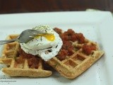 Cornmeal-Herb Waffles with Salsa and Poached Eggs