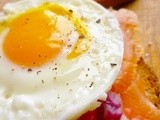 A lazy girl's brunch: smoked salmon and poached egg open face sandwich