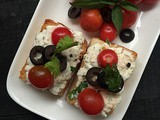 Italian Ricotta Crostini with Olives and Cherry Tomatoes |Party Appetiser | How to make Crostini at Home | Quick and Easy Recipe