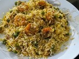 Spicy Prawn and Peas Pulao / Pilaf | Indian Style Prawns and Peas Rice