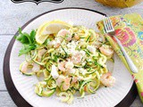 5 Ingredient Shrimp Salad with Zucchini Noodles, Lemon, Garlic, and Feta Cheese