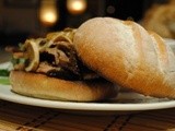 Beefy French Dip Sandwich with Spicy Horseradish and Mushroom Sauce