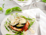 Roasted Zucchini and Tomato Stacks with Garlicky Ricotta, Parmesan and Basil