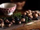 Autumn with chestnuts, walnuts and prunes
