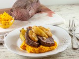 Roast beef with quince and pumpkin