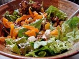 Arugula salad with apricots, pecans and french feta
