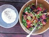 Beet, arugula and French feta salad with pine nut, lemon, rosemary sauce
