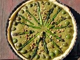 Pistachio and tarragon tart with castelvetrano olives and asparagus
