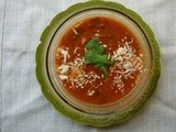 Summer-in-winter tomato arugula soup