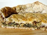 White bean, spinach and roasted mushroom pie with pecan sage crust