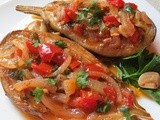 A Turkish Classic; Eggplants stuffed with onion, garlic and tomatoes in olive oil; Imam Bayildi