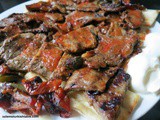 Home Style Iskender Kebab in Tomato Sauce, Pita Bread and Yoghurt