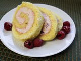 Light & Lemony Jelly Roll Cake with Raspberry Cream Filling