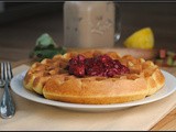 Meatless Monday: Lemon Cornmeal Waffles with Raspberry-Rhubarb Compote