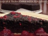 Dark Chocolate Bean Cake with Raspberry Sauce