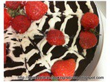 Baking Barbara's old fashioned chocolate cake with Balsamic strawberry & Cream filling - Eggless