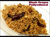 Black Grapes Puliyodharai / Black Grapes in Tangy Spicy sauce Rice