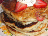 Strawberry sour cream-poppy seed pancakes