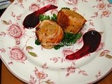 Chicken rolls stuffed with berries sauce