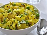 Cabbage Potato and Green Peas Stir Fry - Kobichi Bhaji